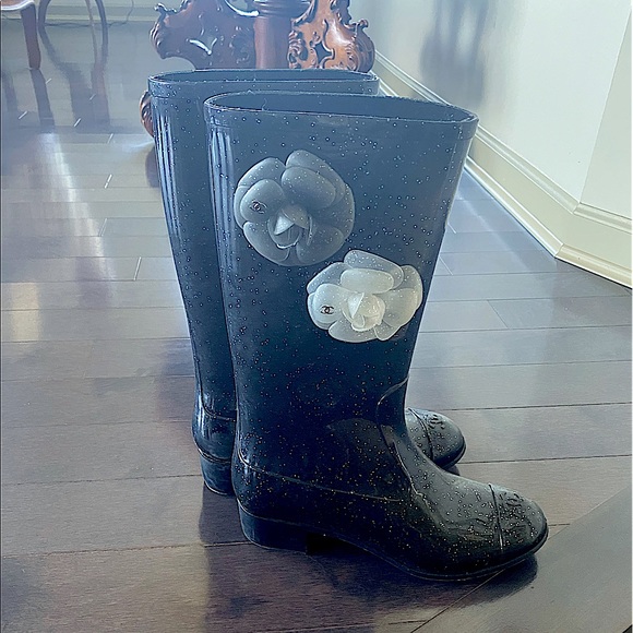 CHANEL Shoes - Chanel camellia flower rain boots